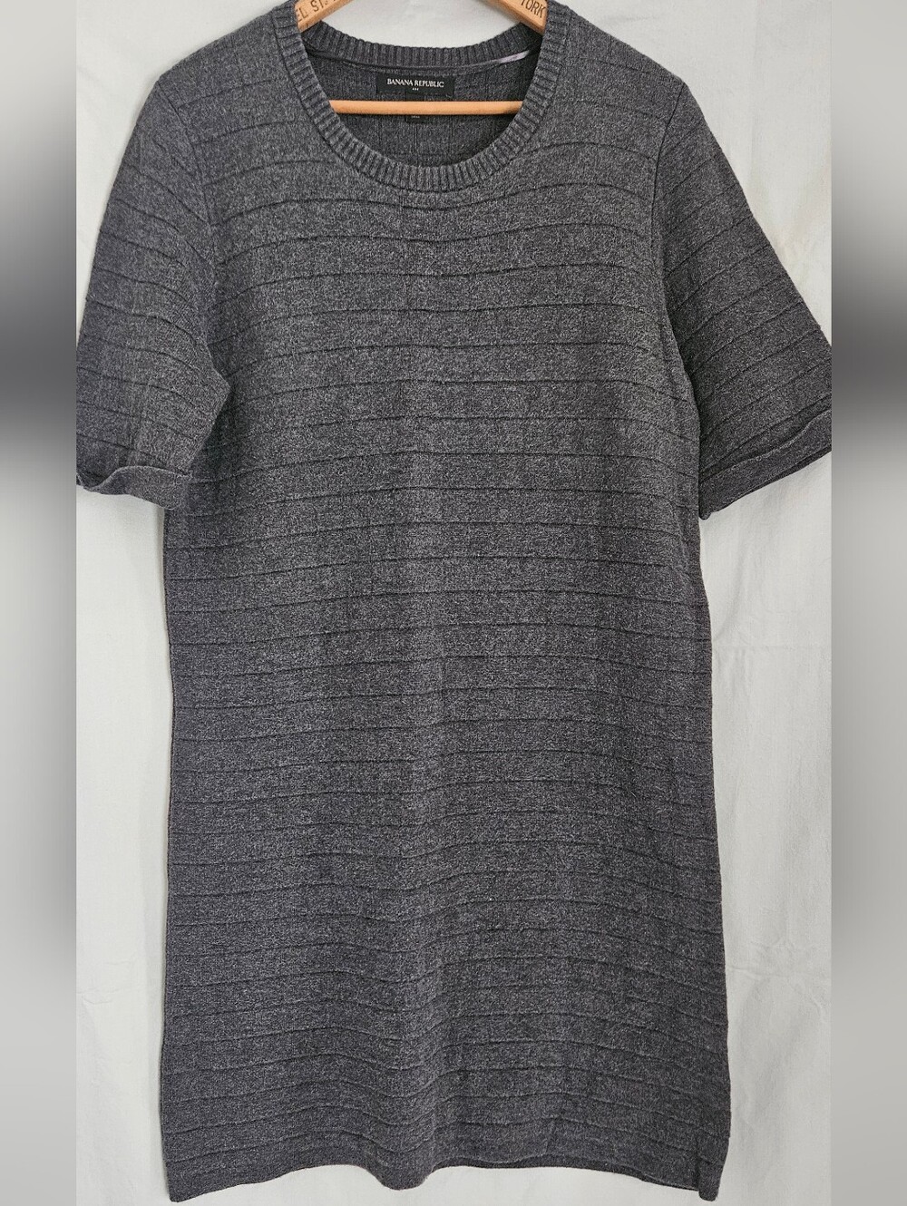 Banana Republic Charcoal Ribbed Short-Sleeve Heavy Knit Dress